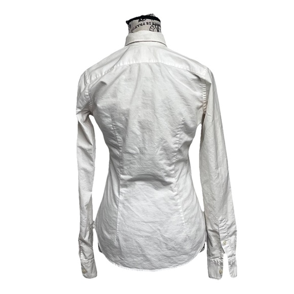 Vintage Ralph Lauren Ivory Button Down Shirt Pony Logo Slim Fit Women’s Size 2 - Picture 5 of 10